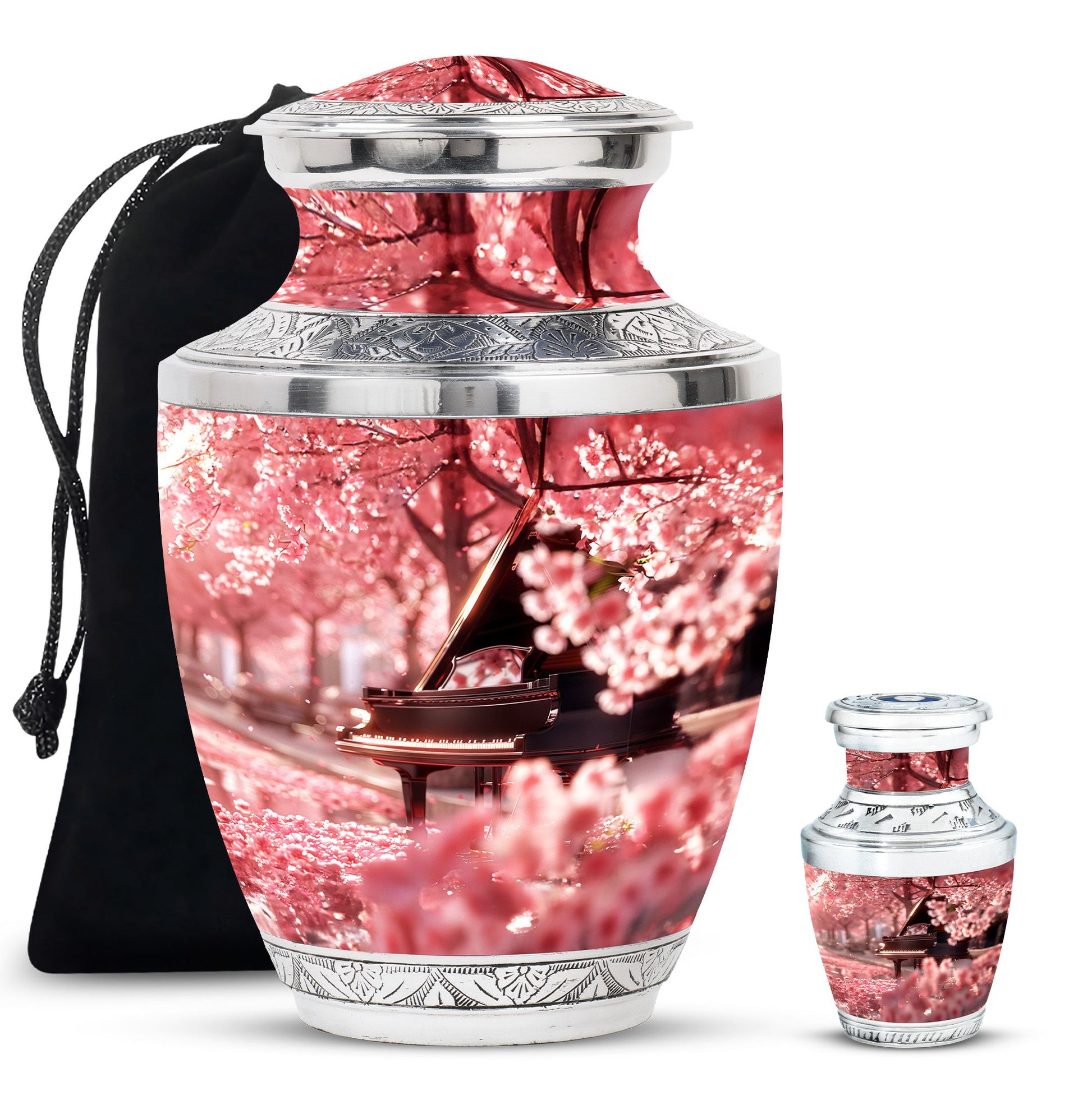 Piano Theme Large Urn With 1 Keepsake Urn