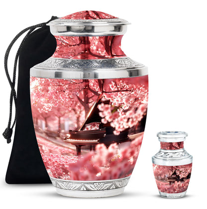 Piano Theme Large Urn With 1 Keepsake Urn