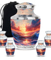 Sunrise Theme Large Urn With 4 Keepsake Urn
