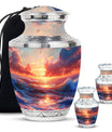 Sunrise Theme Large Urn With 2 Keepsake Urn
