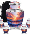Sunrise Theme Large Urn With 4 Keepsake Urn