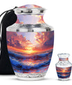Sunrise Theme Large Urn With 1 Keepsake Urn