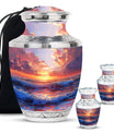 Sunrise Theme Large Urn With 2 Keepsake Urn