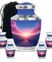 Sunrise Theme Large Urn With 4 Keepsake Urn