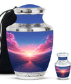 Sunrise Theme Large Urn With 1 Keepsake Urn