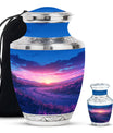 Sunrise Theme Large Urn With 1 Keepsake Urn