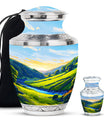 Sunrise Theme Large Urn With 1 Keepsake Urn