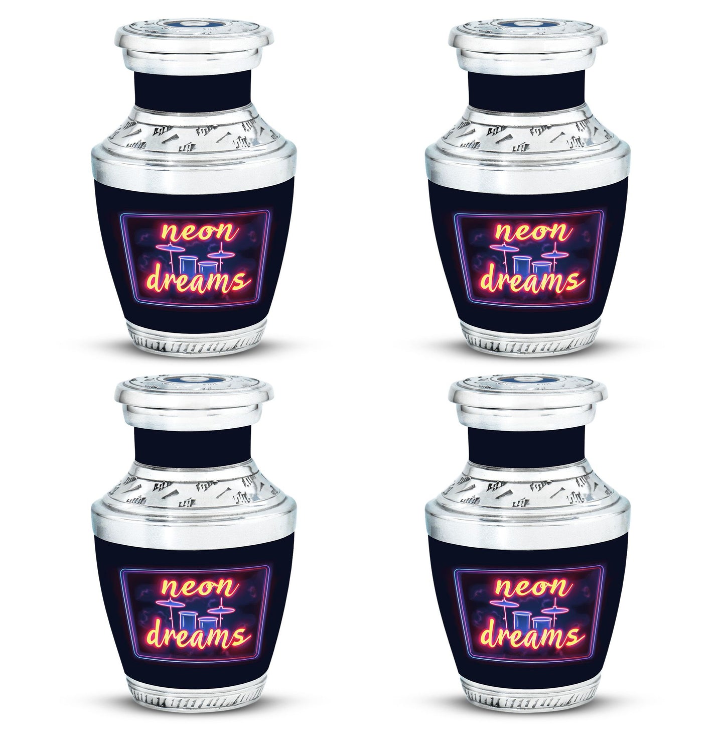 Drums And Music Theme 3 Inch Keepsake Pack of 4