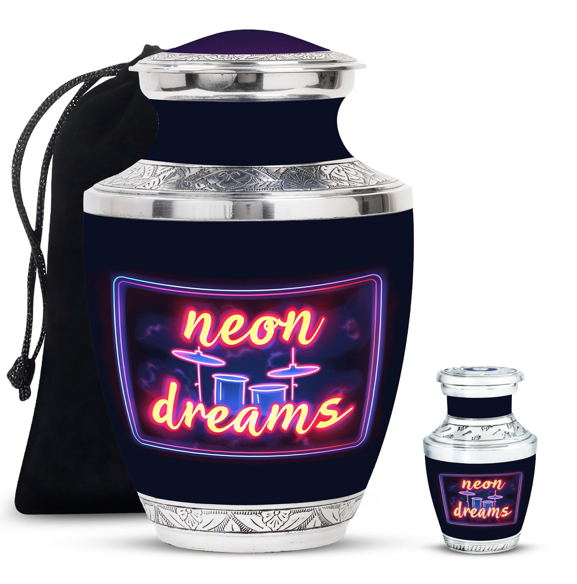 Drums And Music Theme Large Urn With 1 Keepsake Urn