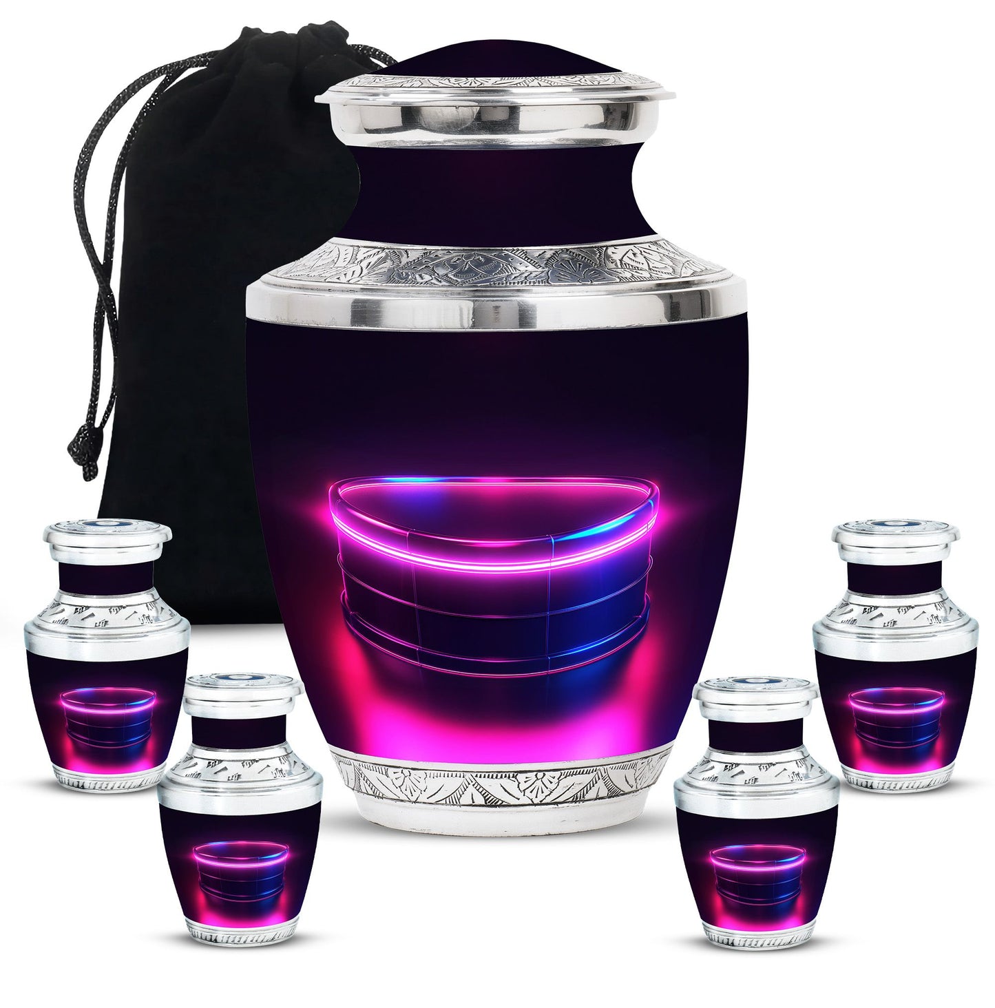 Drums And Music Theme Large Urn With 4 Keepsake Urn