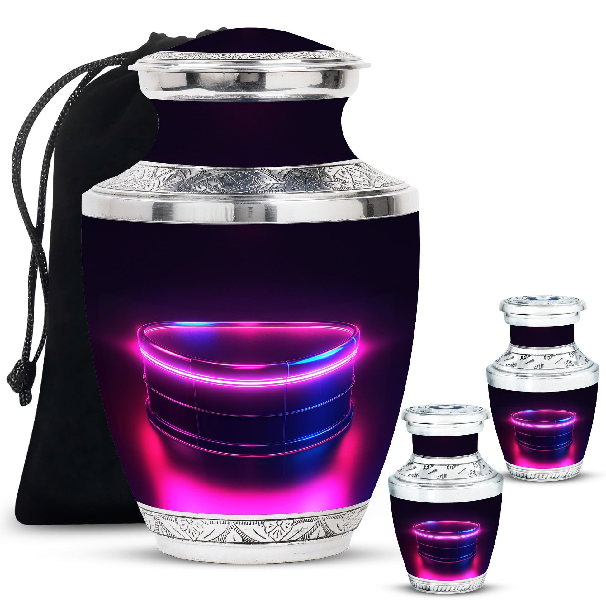 Drums And Music Theme Large Urn With 2 Keepsake Urn