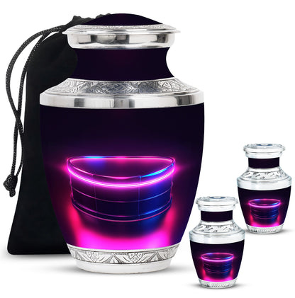 Drums And Music Theme Large Urn With 2 Keepsake Urn