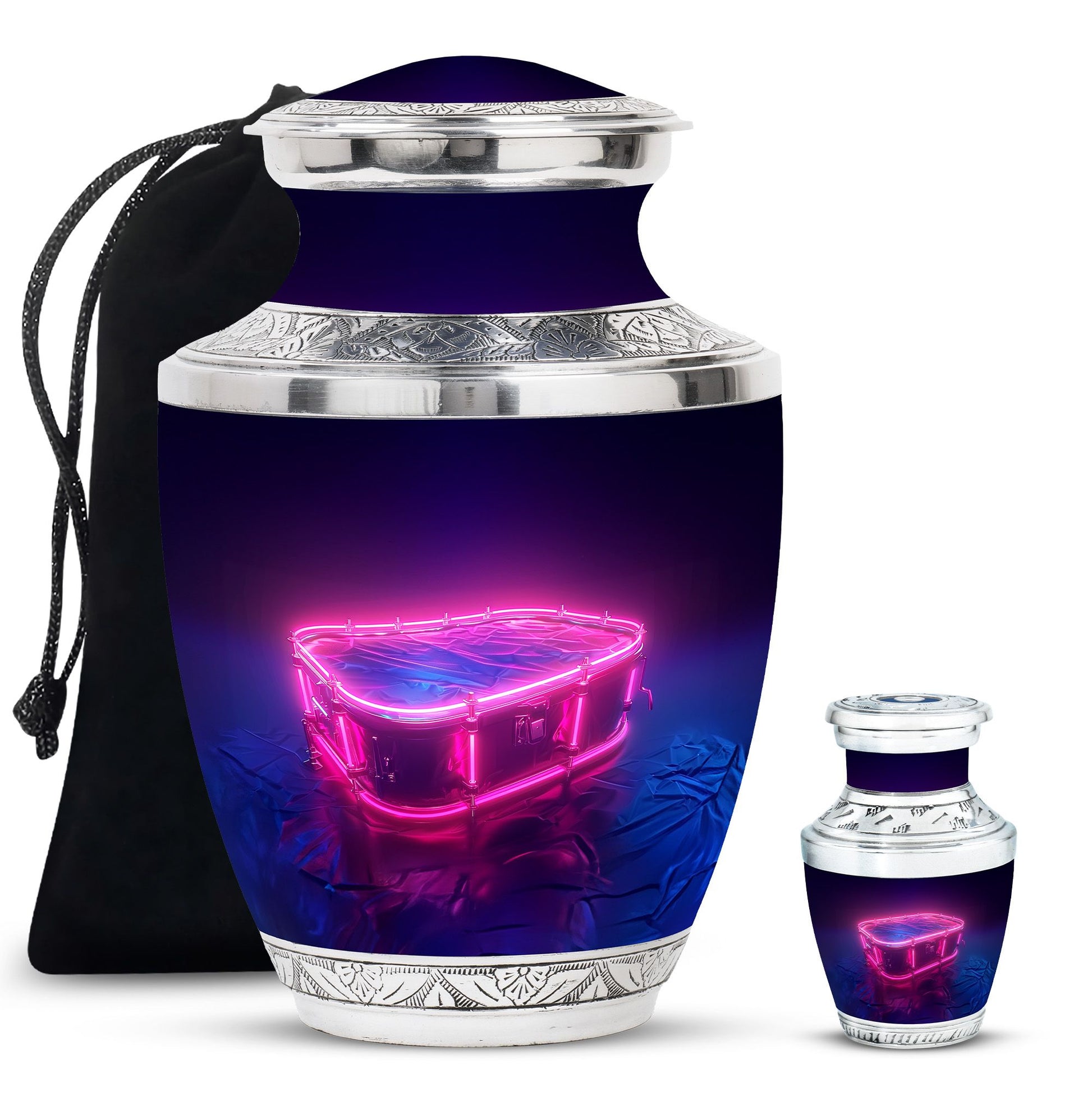 Drums And Music Theme Large Urn With 1 Keepsake Urn