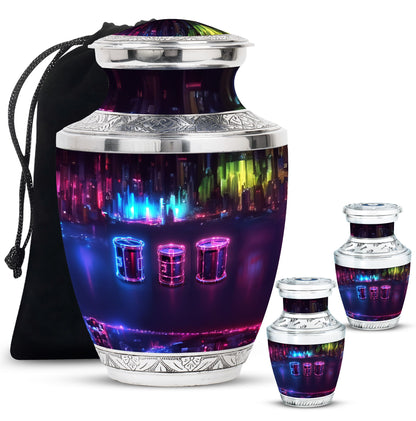 Drums And Music Theme Large Urn With 2 Keepsake Urn