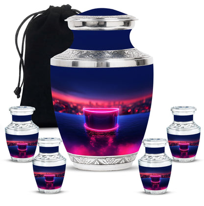 Drums And Music Theme Large Urn With 4 Keepsake Urn