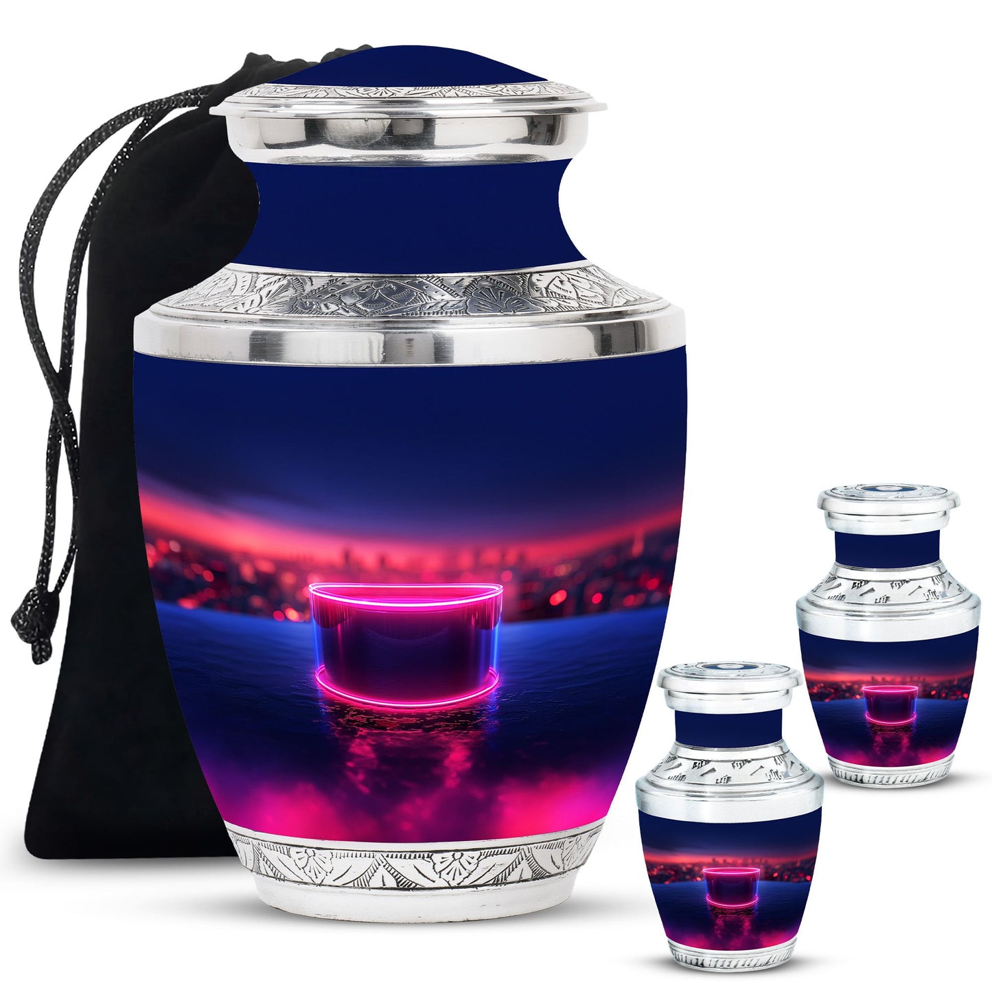 Drums And Music Theme Large Urn With 2 Keepsake Urn