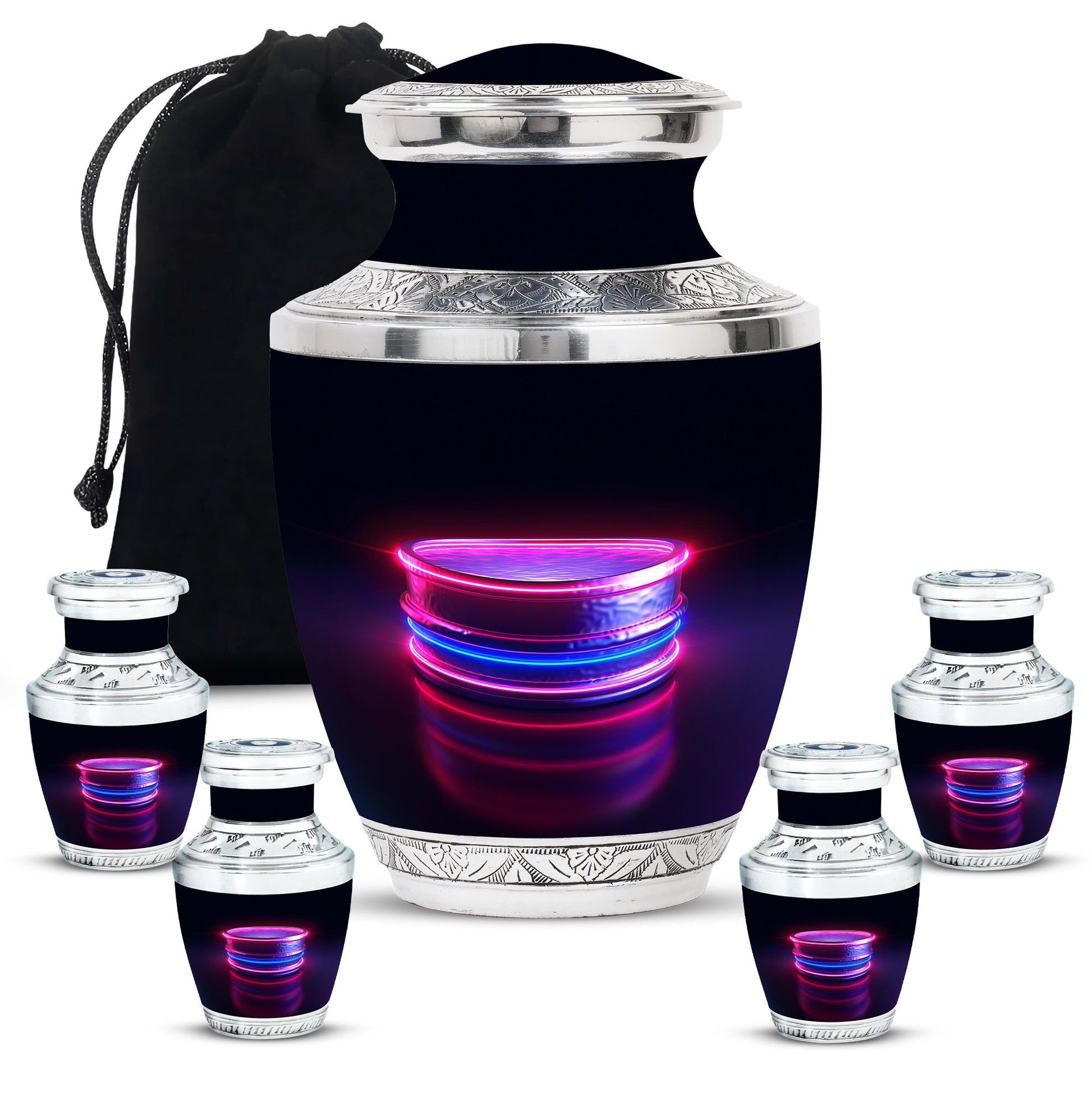 Drums And Music Theme Large Urn With 4 Keepsake Urn