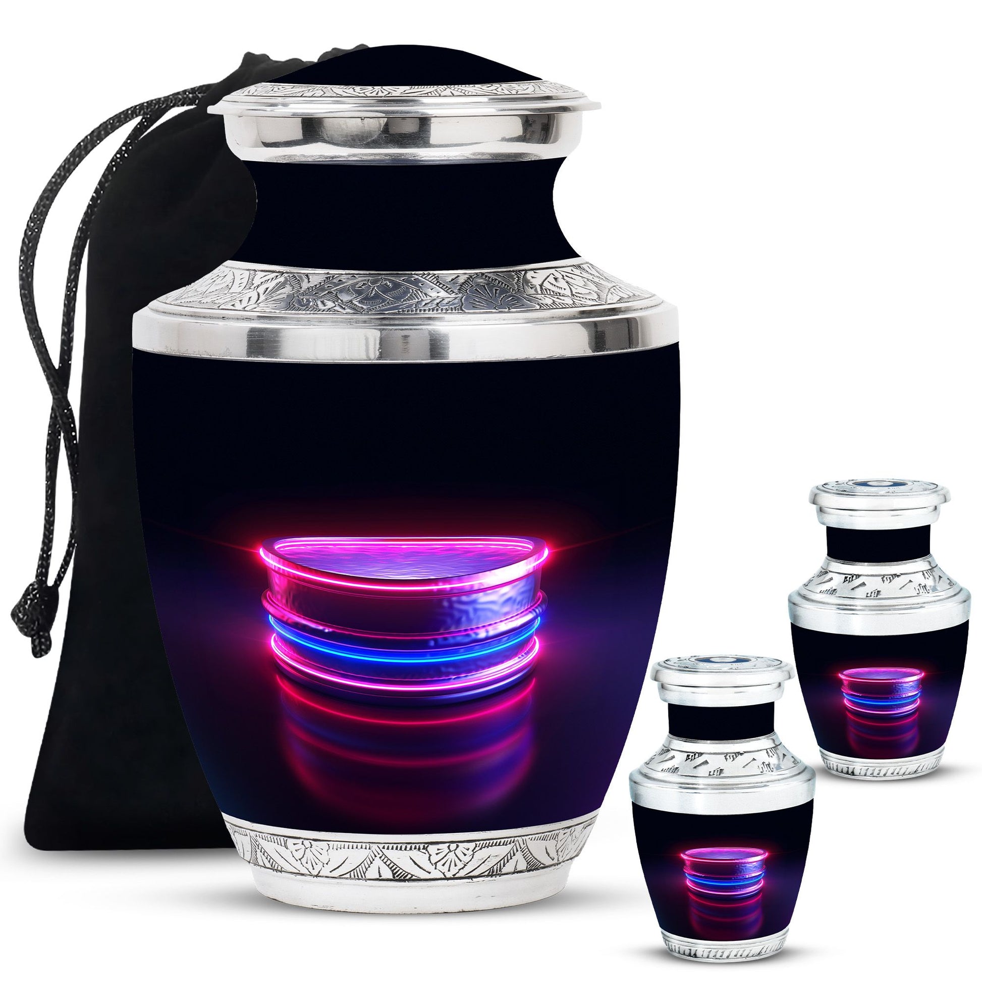 Drums And Music Theme Large Urn With 2 Keepsake Urn