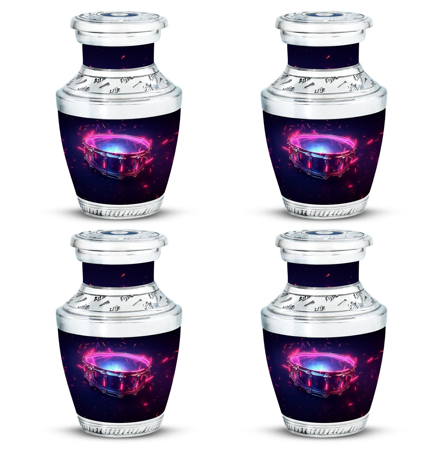 Drums And Music Theme 3 Inch Keepsake Pack of 4