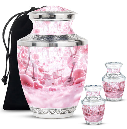 Drums And Music Theme Large Urn With 2 Keepsake Urn