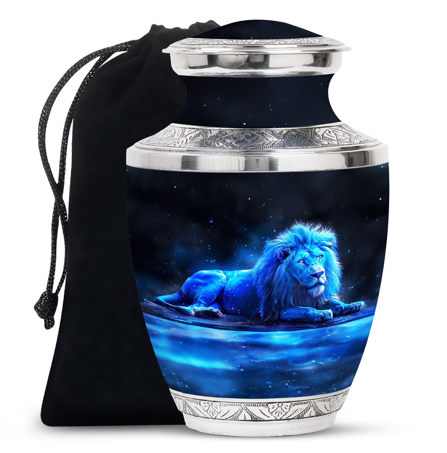 Lion Theme Large Urn 10 Inch