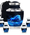 Lion Theme Large Urn With 4 Keepsake Urn