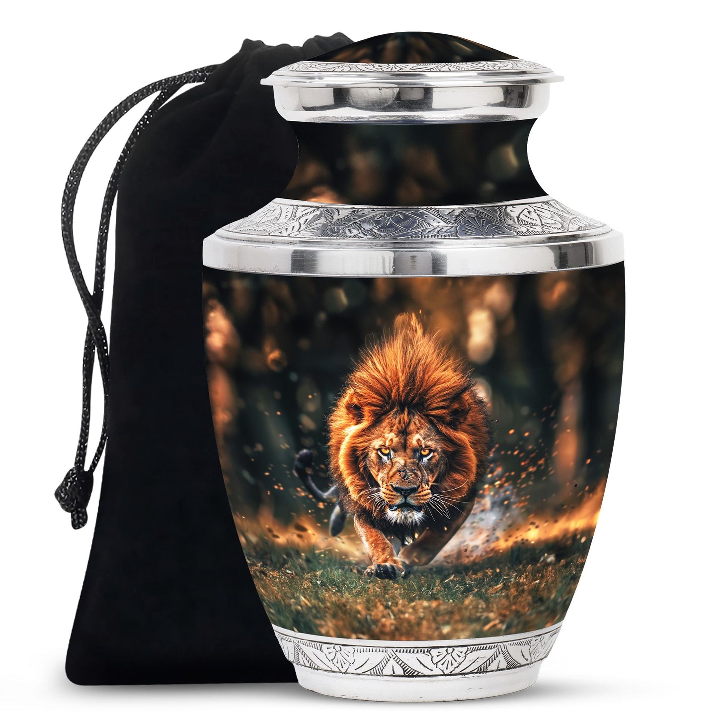 Lion Theme Large Urn 10 Inch