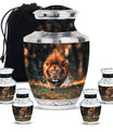 Lion Theme Large Urn With 4 Keepsake Urn