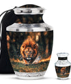 Lion Theme Large Urn With 1 Keepsake Urn