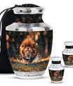 Lion Theme Large Urn With 2 Keepsake Urn