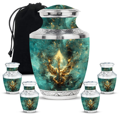 Guitar Theme Large Urn With 4 Keepsake Urn