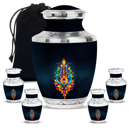 Guitar Theme Large Urn With 4 Keepsake Urn