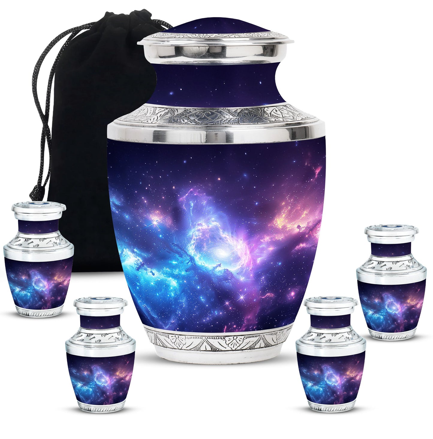 Galaxy Theme Large Urn With 4 Keepsake Urn