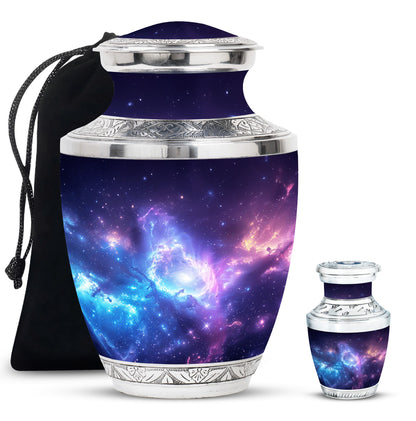 Galaxy Theme Large Urn With 1 Keepsake Urn