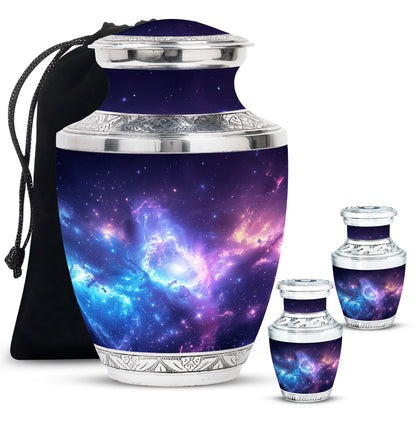 Galaxy Theme Large Urn With 2 Keepsake Urn