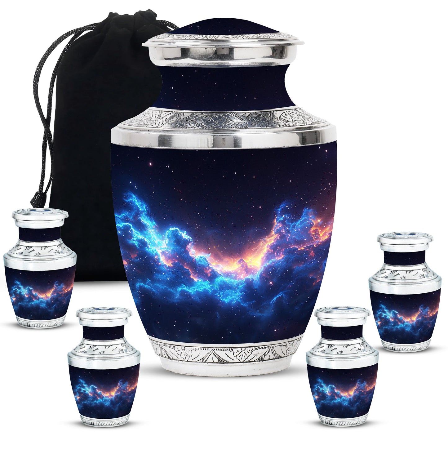 Galaxy Theme Large Urn With 4 Keepsake Urn