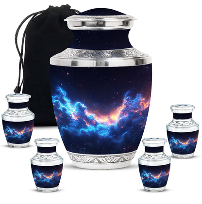 Galaxy Theme Large Urn With 4 Keepsake Urn