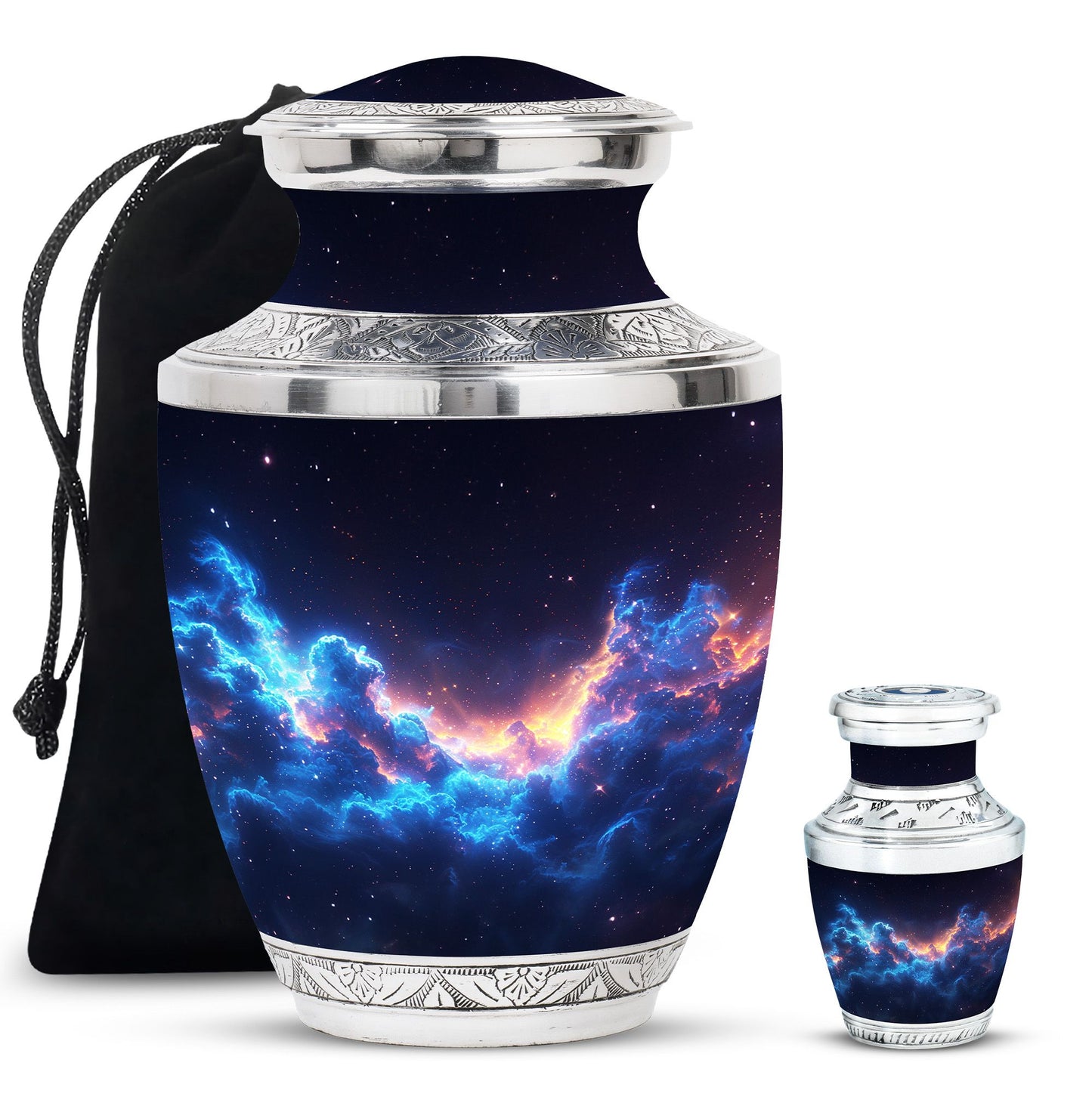 Galaxy Theme Large Urn With 1 Keepsake Urn