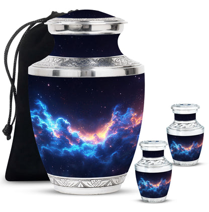 Galaxy Theme Large Urn With 2 Keepsake Urn
