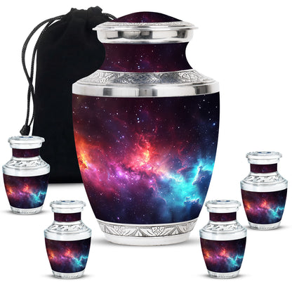 Galaxy Theme Large Urn With 4 Keepsake Urn