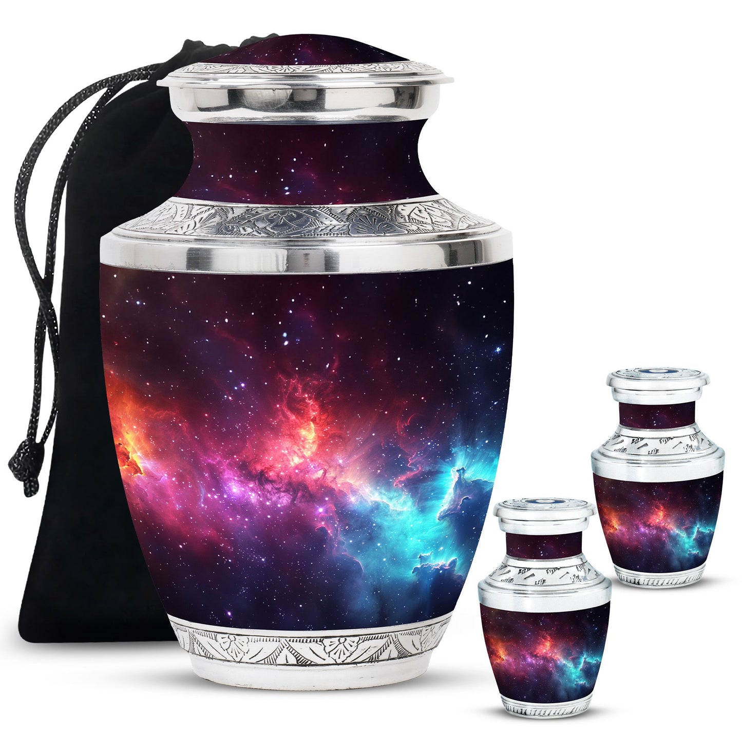 Galaxy Theme Large Urn With 2 Keepsake Urn
