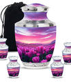 Tulips Theme Large Urn With 4 Keepsake Urn