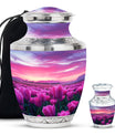 Tulips Theme Large Urn With 1 Keepsake Urn