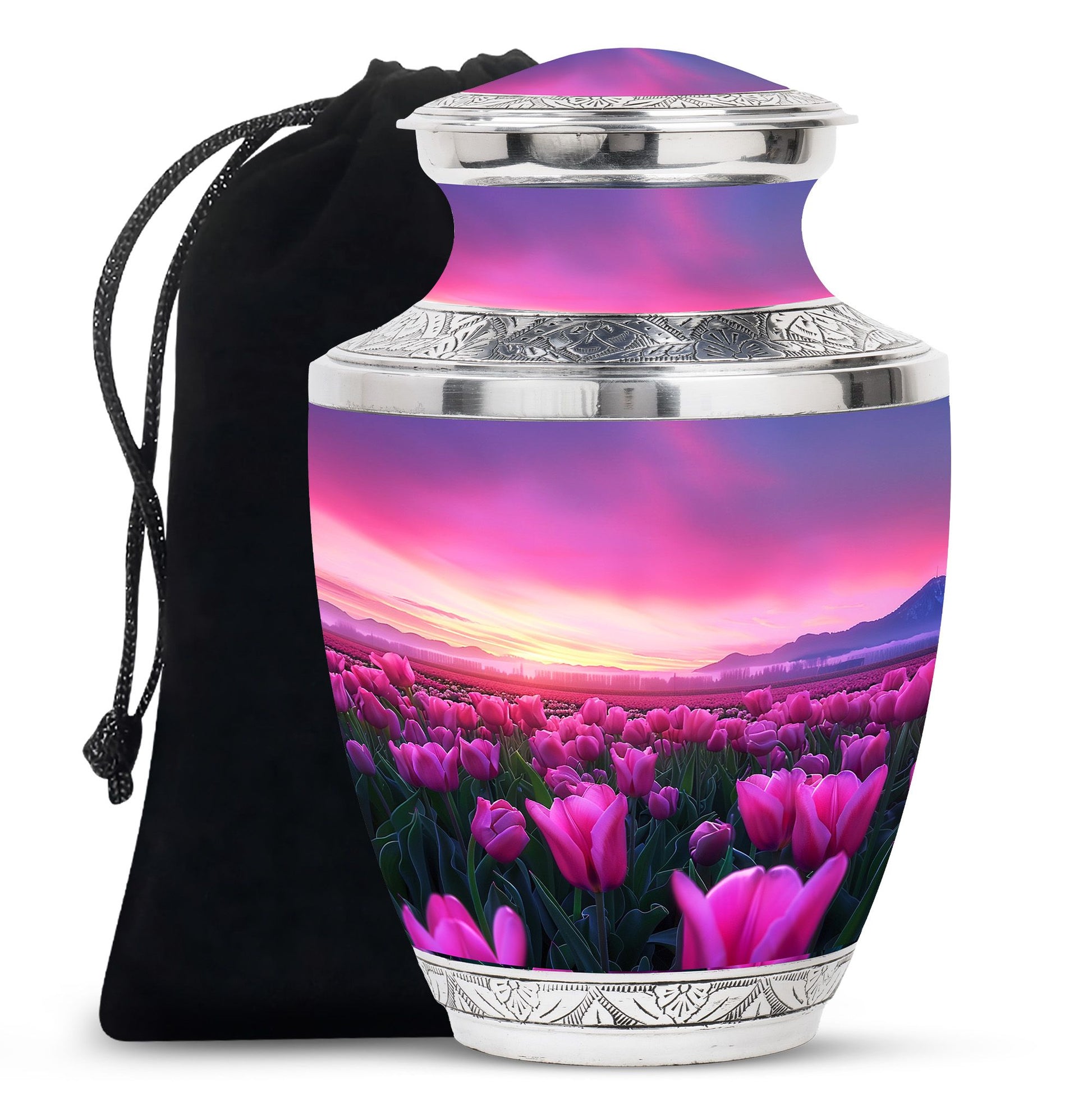 Tulips Theme Large Urn 10 Inch