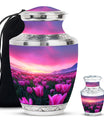 Tulips Theme Large Urn With 1 Keepsake Urn