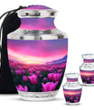 Tulips Theme Large Urn With 2 Keepsake Urn
