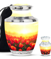 Tulips Theme Large Urn With 1 Keepsake Urn