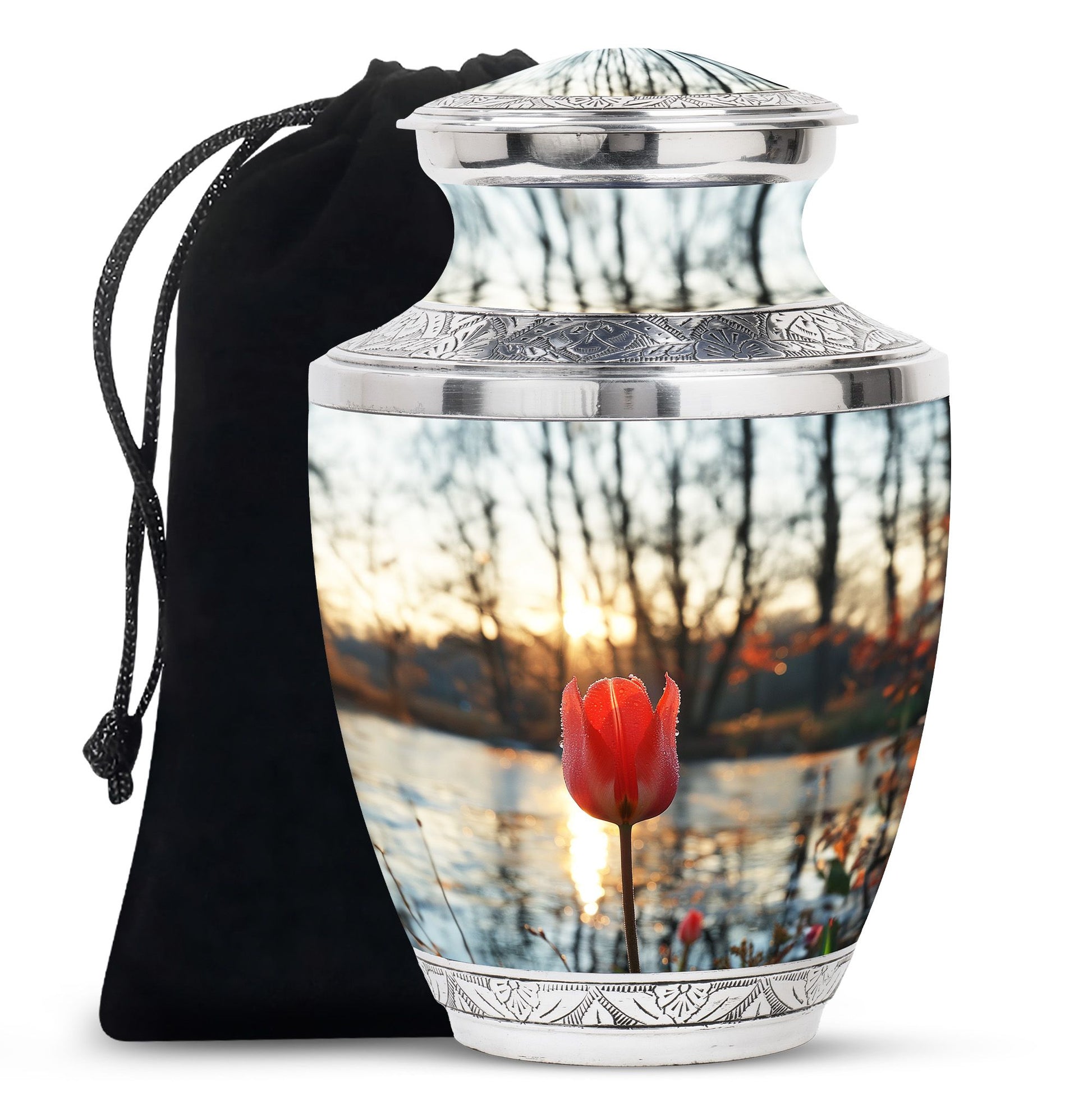 Tulips Theme Large Urn 10 Inch