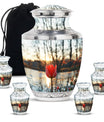 Tulips Theme Large Urn With 4 Keepsake Urn