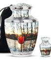 Tulips Theme Large Urn With 1 Keepsake Urn